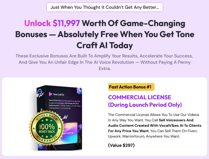 Tone Craft AI Bonuses