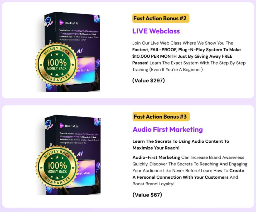 Tone Craft AI Bonuses