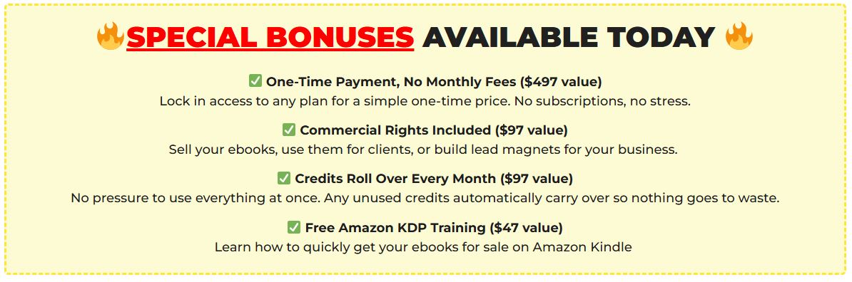 eBook Writer AI Bonuses